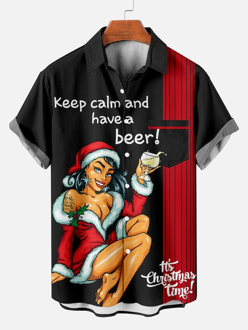 Men's Christmas Funny Graphic Short Sleeve Hawaiian Shirt